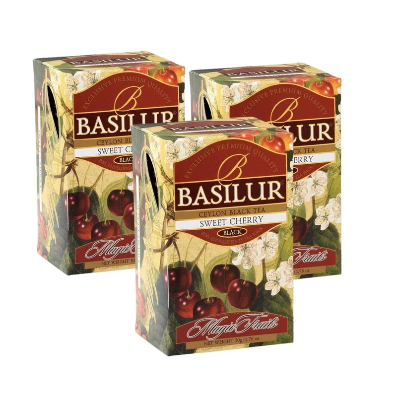 BASILUR - Pack Te Basilur 3 Cajas Sweet Cherry de 25 Bolsas c/u