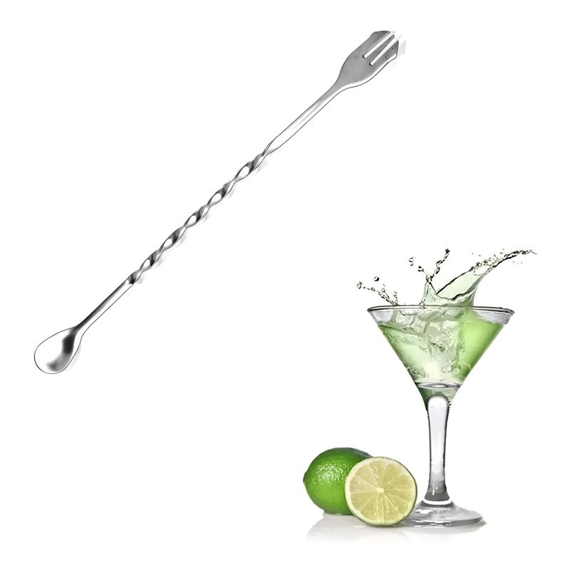 GENERICO - Cóctel Cuchara Agitador De Hielo Tenedor Bartender 26 cm