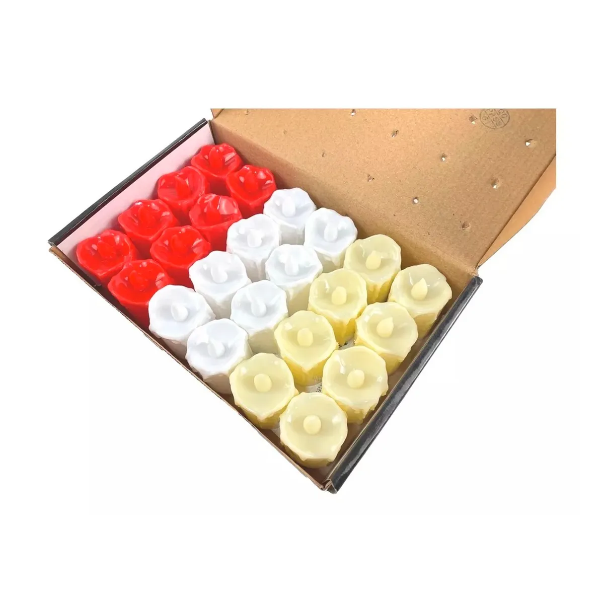 GENERICO - Pack 24 Velas Led Con Efecto Llama Luz Cálida 3.5 x 6cm