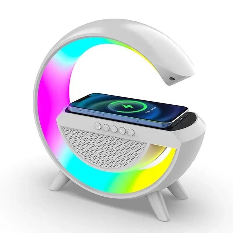 Parlante RGB Lampara de Mesa Multicolor Con Cargador Inalambrico