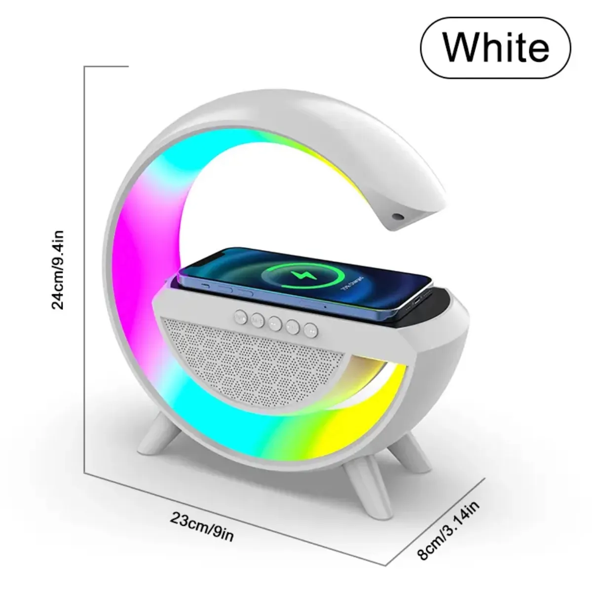ACTUAL - Parlante RGB Lámpara de Mesa Multicolor Con Cargador Inalambrico