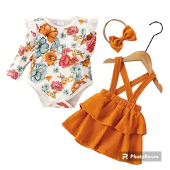ANGO - Conjunto Bebé Floral Falda Terracota