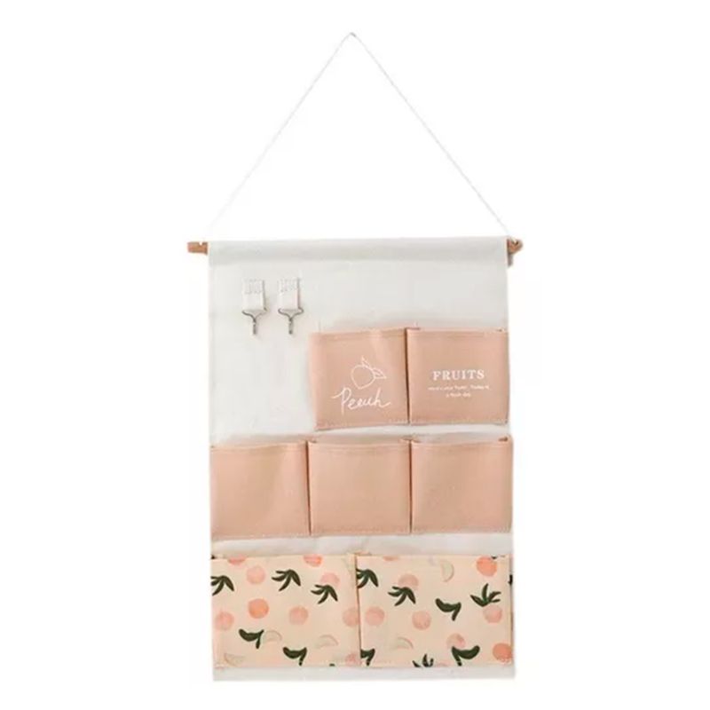 GENERICO - Bolsa De Almacenamiento Colgante Pared 7 Bolsillos Rosado