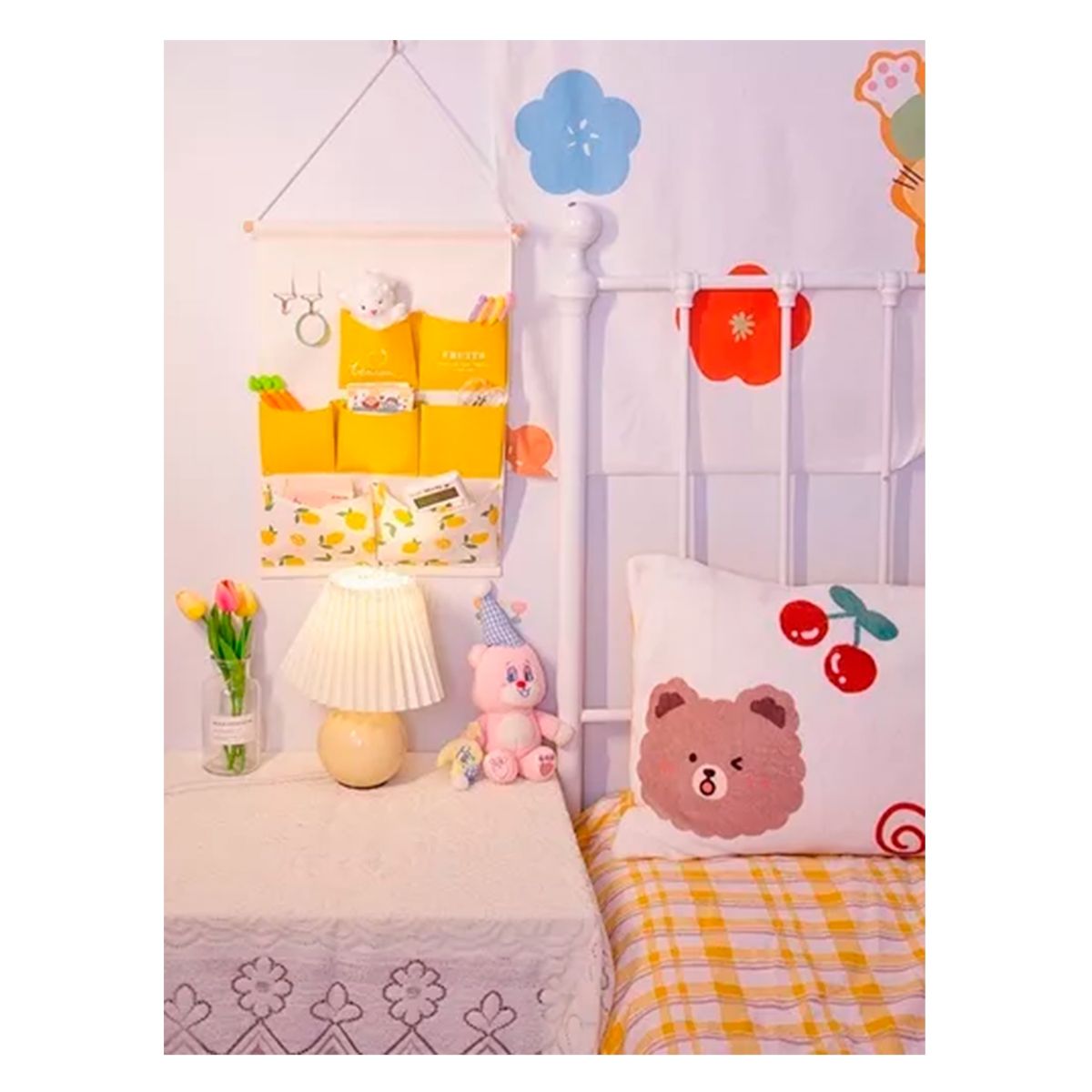 GENERICO - Bolsa De Almacenamiento Colgante Pared 7 Bolsillos Amarillo.