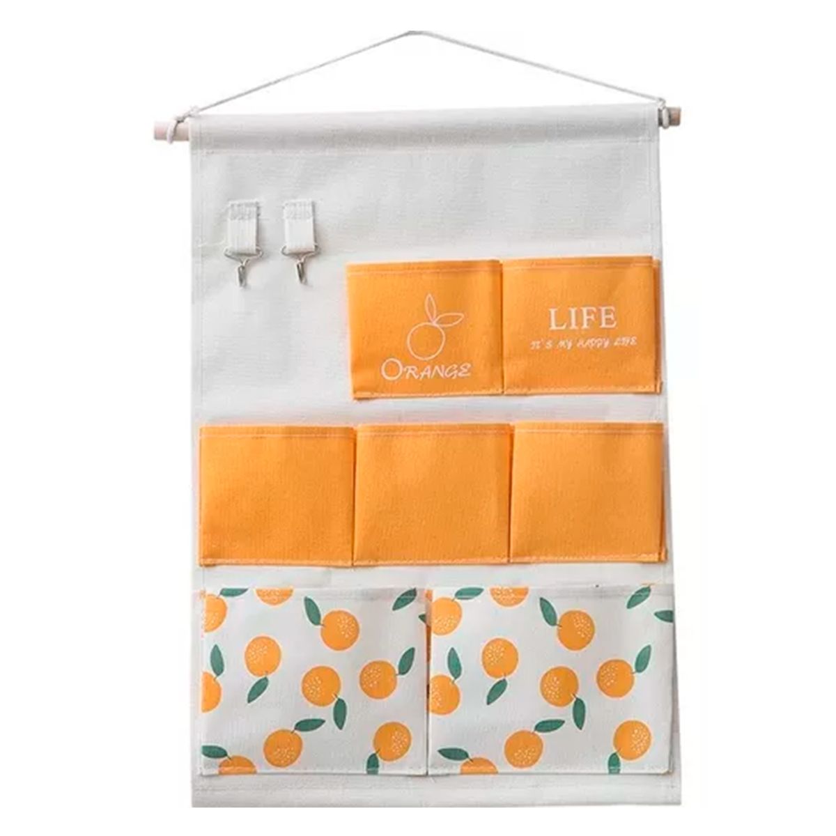 GENERICO - Bolsa De Almacenamiento Colgante Pared 7 Bolsillos Naranja