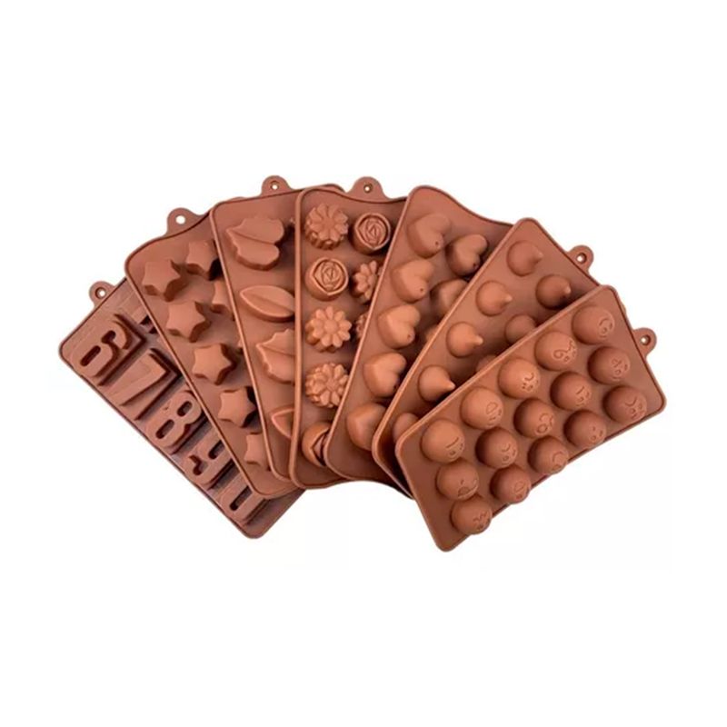 GENERICO - Pack 6 Moldes De Chocolate Silicona Vario Diseño Repostería