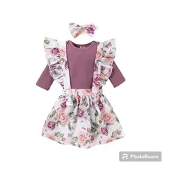 ANGO - Conjunto Bebé Falda Floral Body Purpura