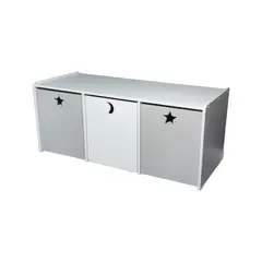 MUEBLES KIDS - Juguetera de 3 cajones blanca gris