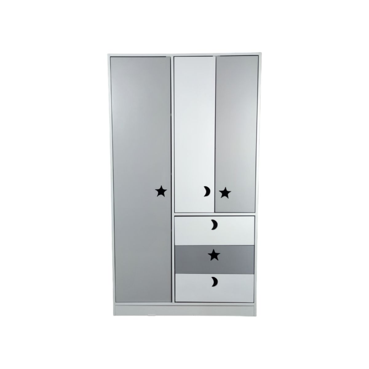 MUEBLES KIDS - closet 3 puertas , 3 cajones blanca gris