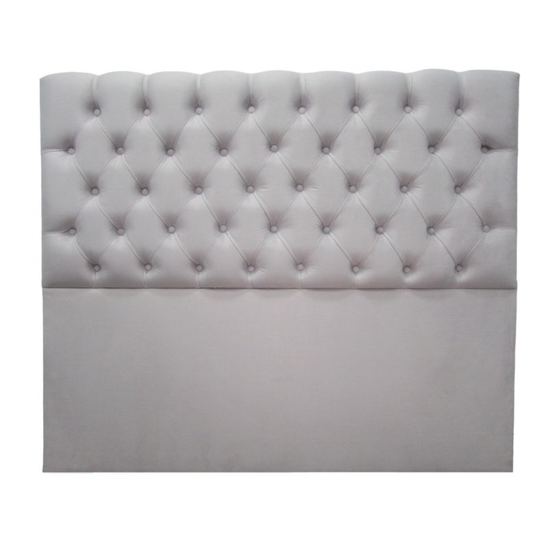 GENERICO - Respaldo para Cama 2 plazas Capitone felpa gris perla