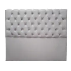 GENERICO - Respaldo para Cama 2 plazas Capitone felpa gris perla