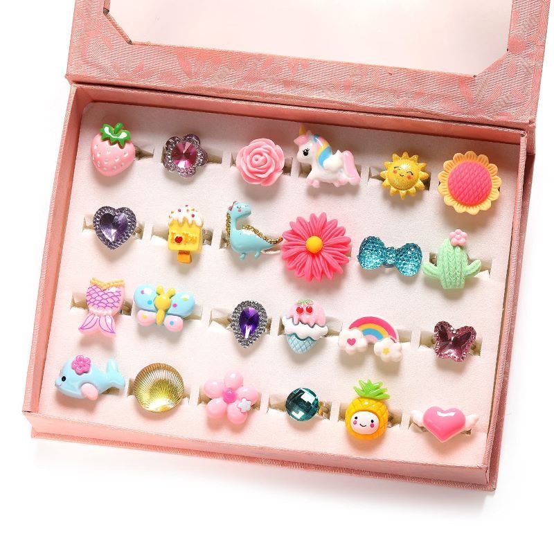 EVERSO - Anillos De Joyería Para Niña Pequeña En Caja 24 Unidades