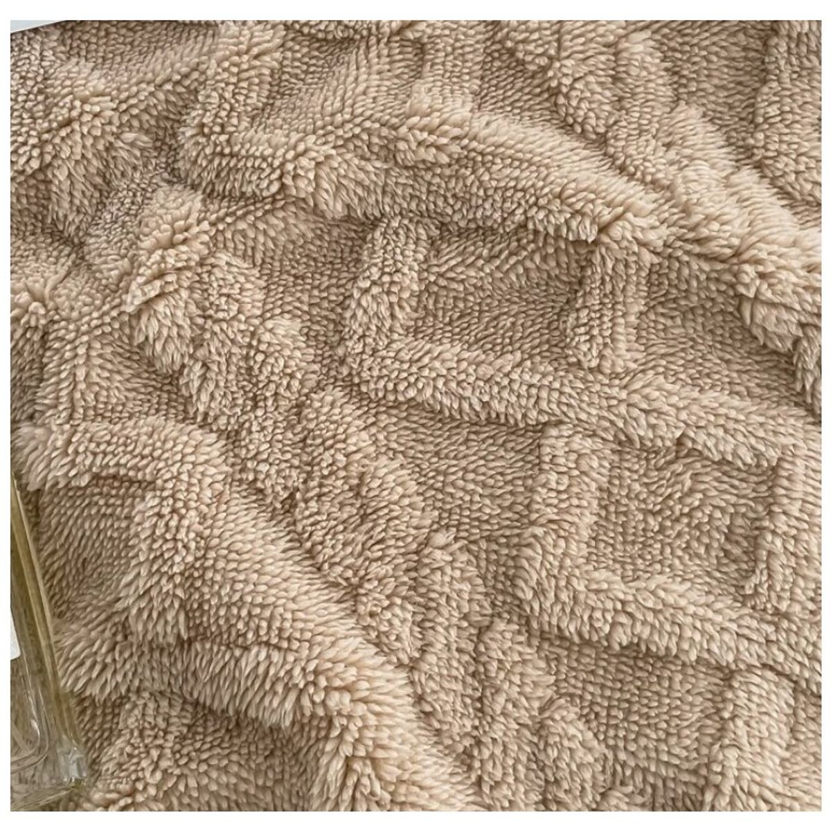 COMPRAPO - Frazada Manta Polar Sherpa Térmica 2 Plazas Trenzado Relieve Tostado