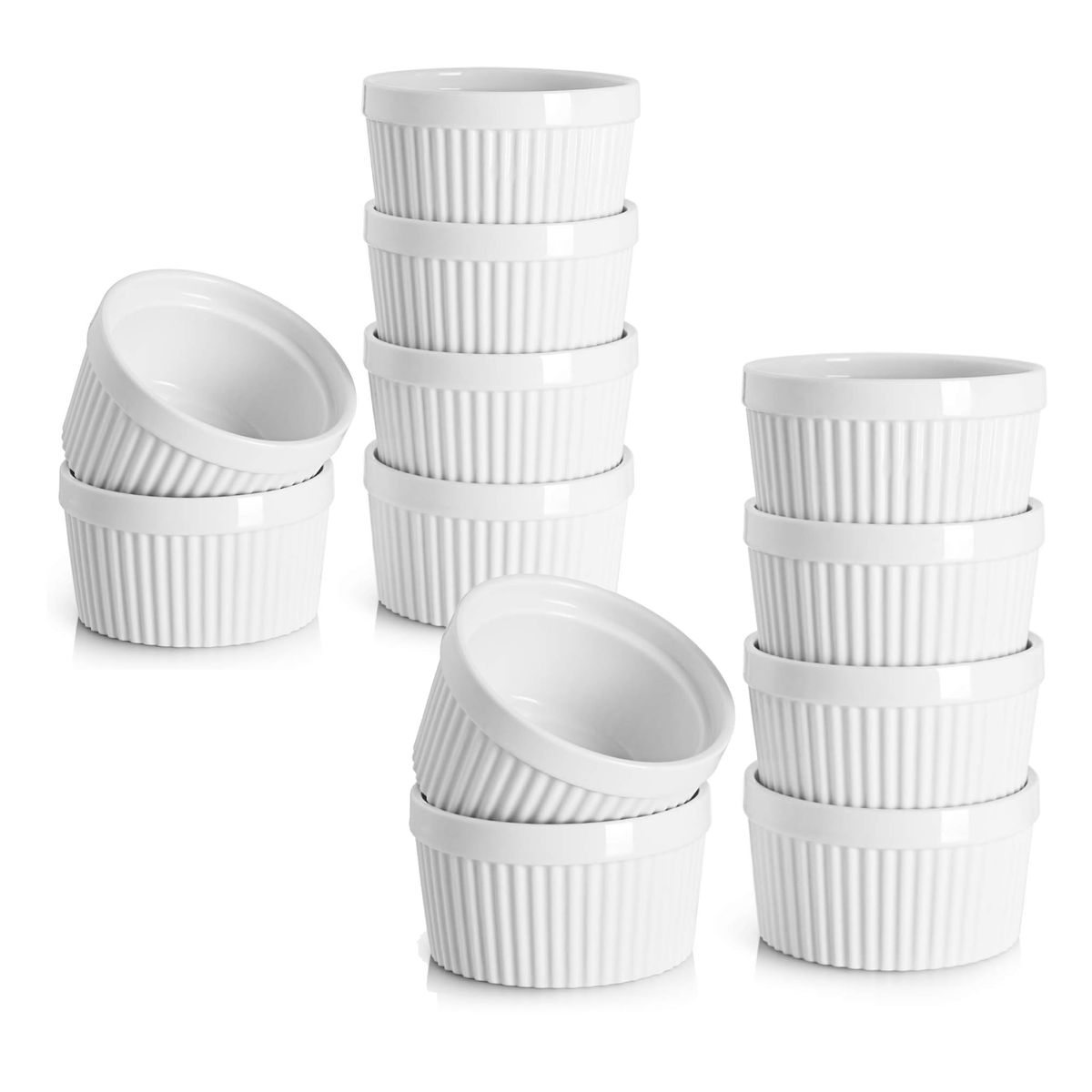 GENERICO - Pack 12 Unid. Pocillo Ramekins Cerámica Porcelana 9 Cm