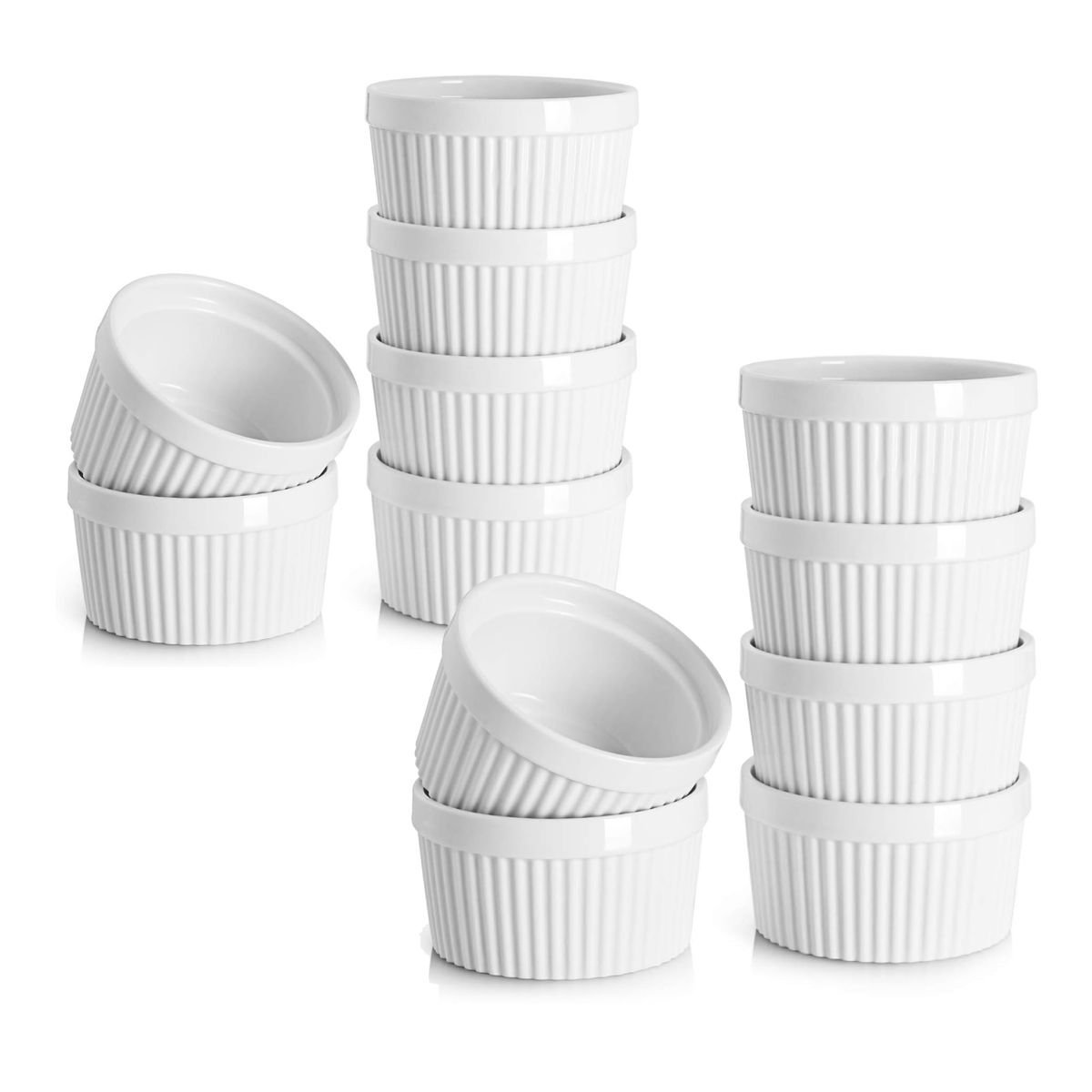 GENERICO - Pack 12 Unid. Pocillo Ramekins Cerámica Porcelana 9 Cm