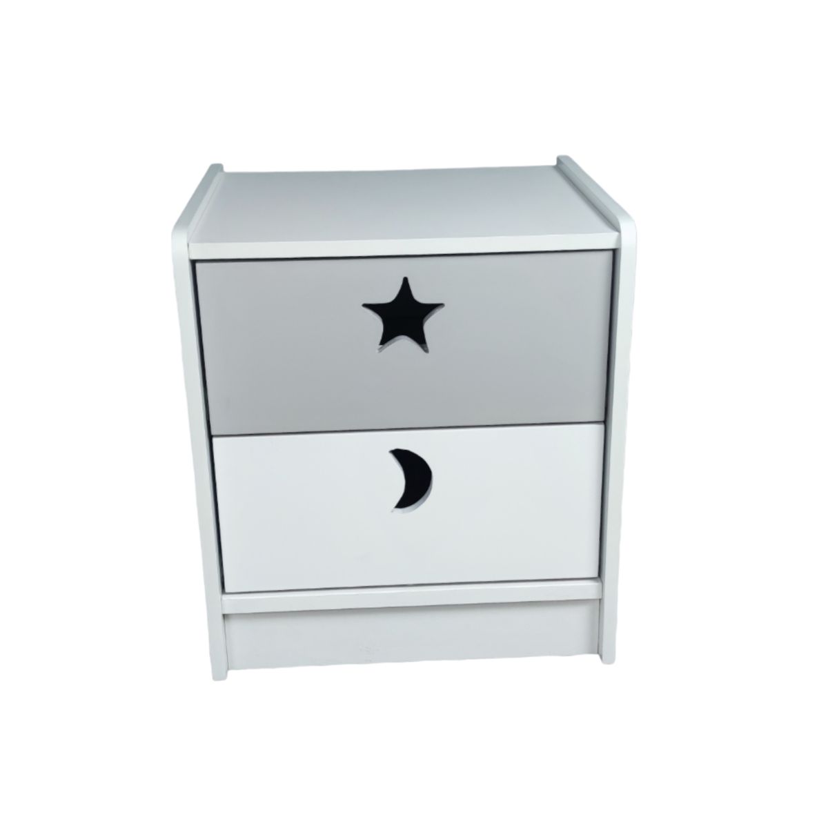 MUEBLES KIDS - Velador 2 cajones blanco gris