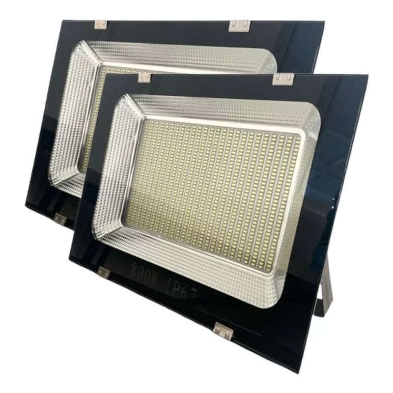 GENERICO - pack x2 Foco Reflector 800w Ultra Plano Led Frio Resistente Al Agua