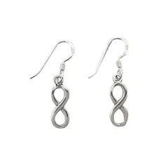 ANDREA COGGIOLA JOYAS - Aros Mini Infinito Colgante Gancho Plata Fina 925 Envejecida