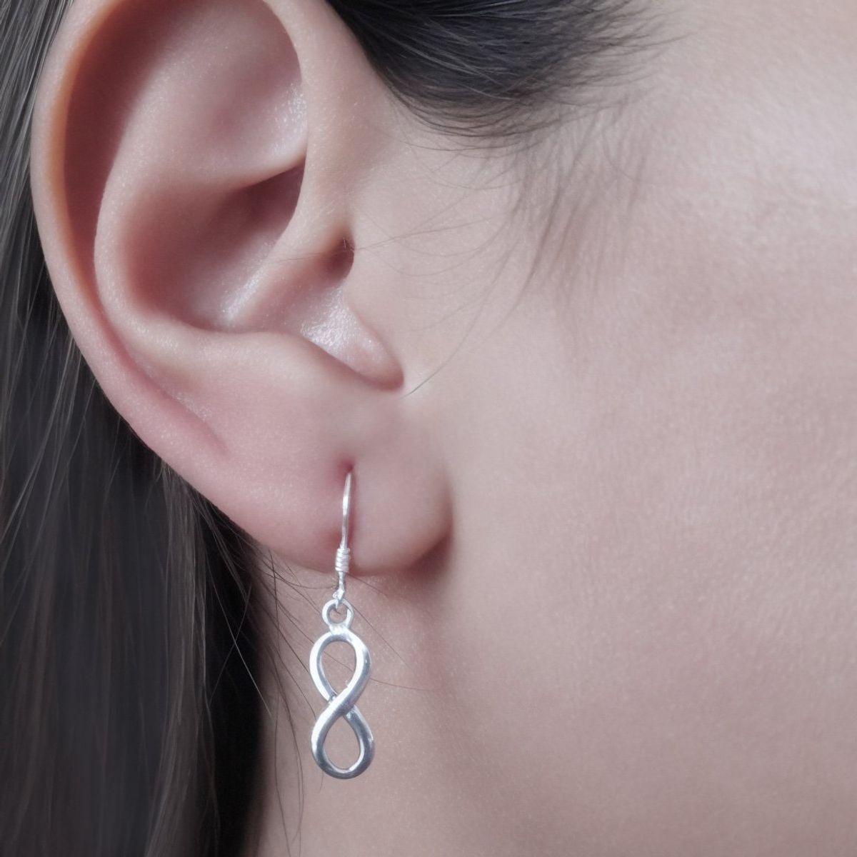 COGGIOLA - Aros Mini Infinito Colgante Gancho Plata Fina 925 Envejecida