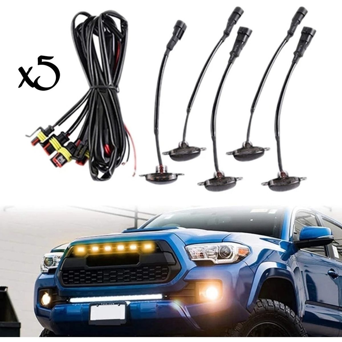 GENERICO - X5 Luz Led Estilo Raptor Ahumada Parachoque Parrilla AMARILL