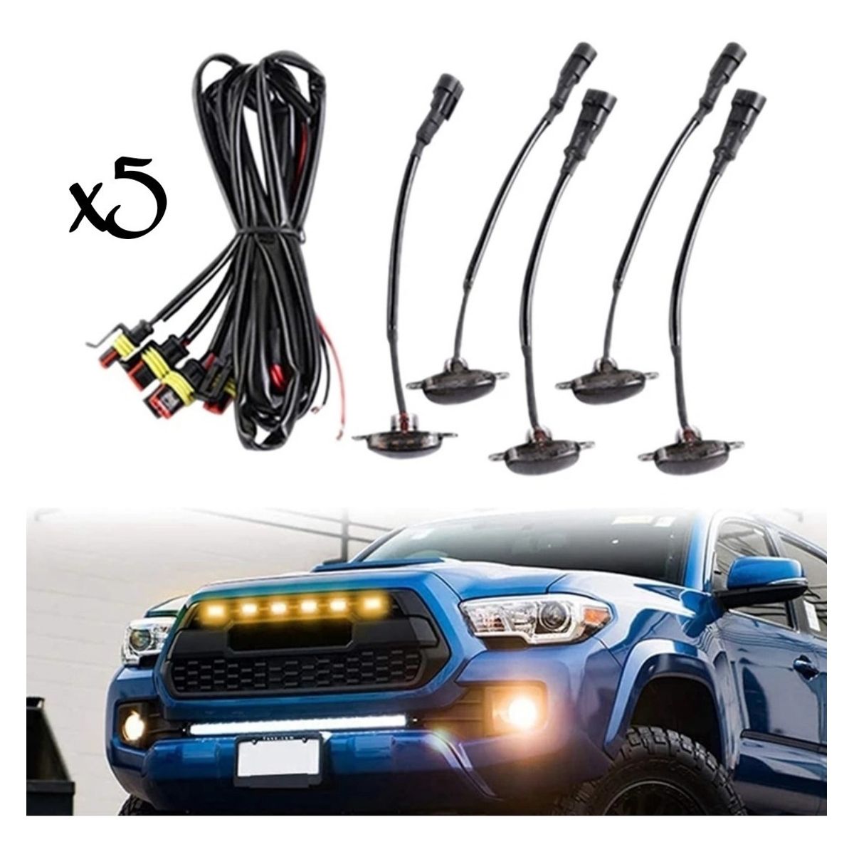 GENERICO - X5 Luz Led Estilo Raptor Ahumada Parachoque Parrilla AMARILL