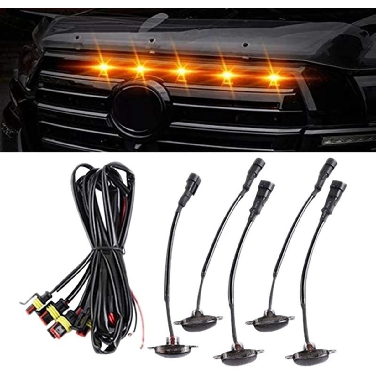 GENERICO - X5 Luz Led Estilo Raptor Ahumada Parachoque Parrilla AMARILL