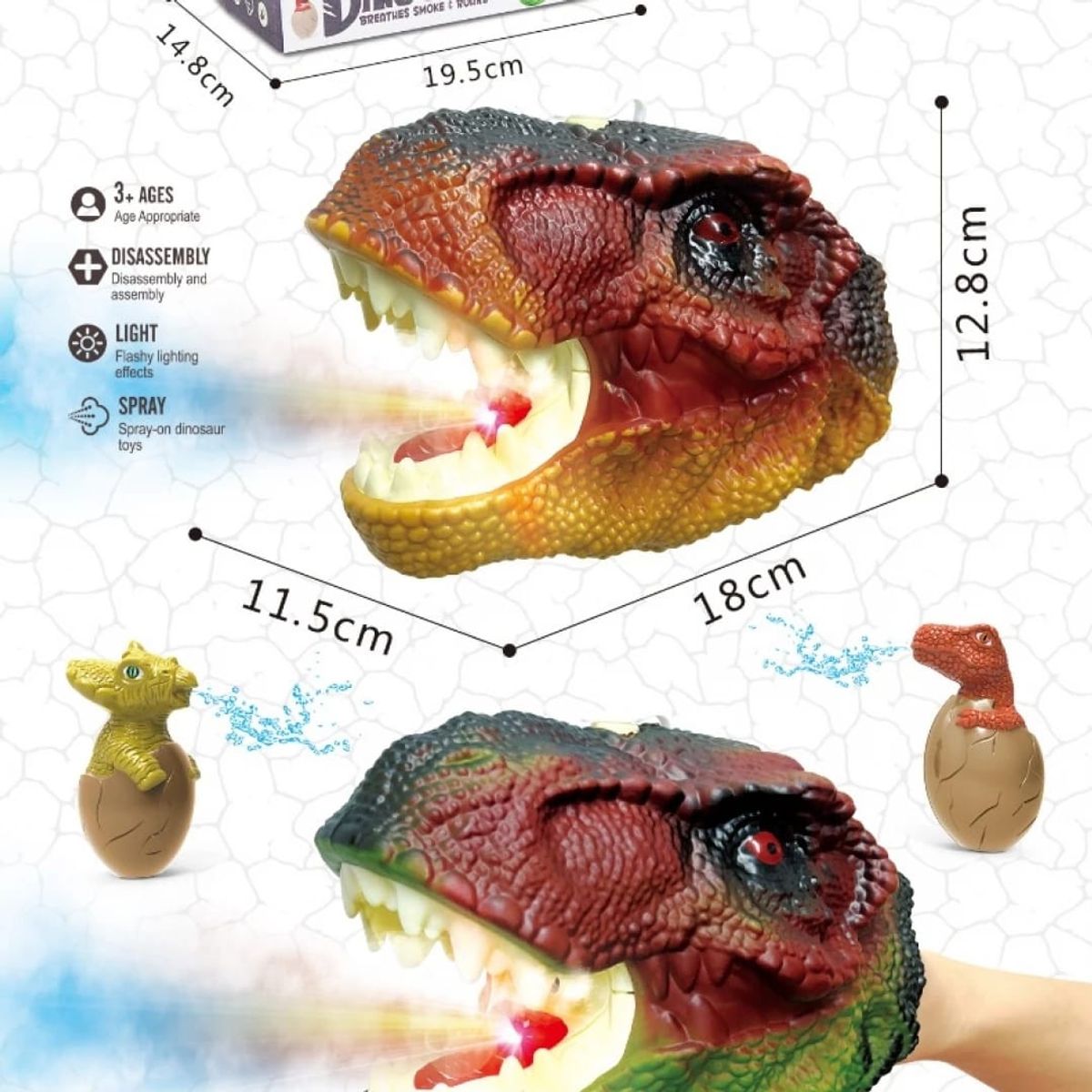 GENERICO - Juguete Tiranosaurio T-Rex Con Sonido - Luz Y Vapor
