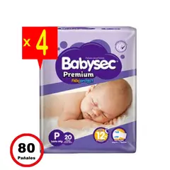BABYSEC - Premium - Pack X4 Paquetes - 20 Und. C/U - Talla P