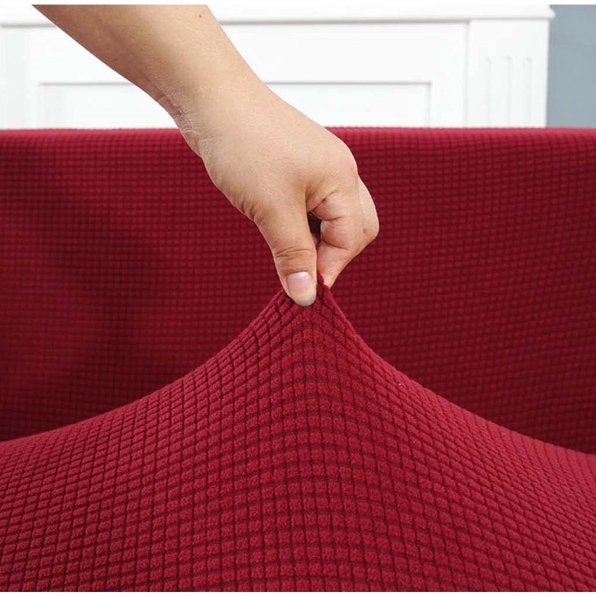 GENERICO - FUNDA CUADRILLE PROTECTORA PARA SILLON SECCIONAL TIPO L COLOR BURDEO