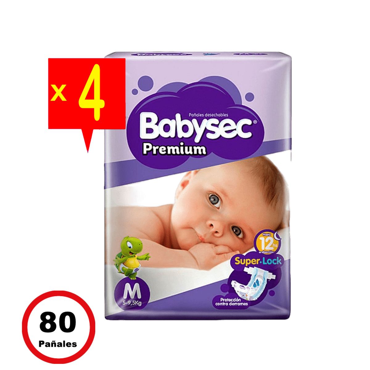 BABYSEC - Babysec Premium - Pack X4 Paquetes - 20 Und. C/U - Talla M