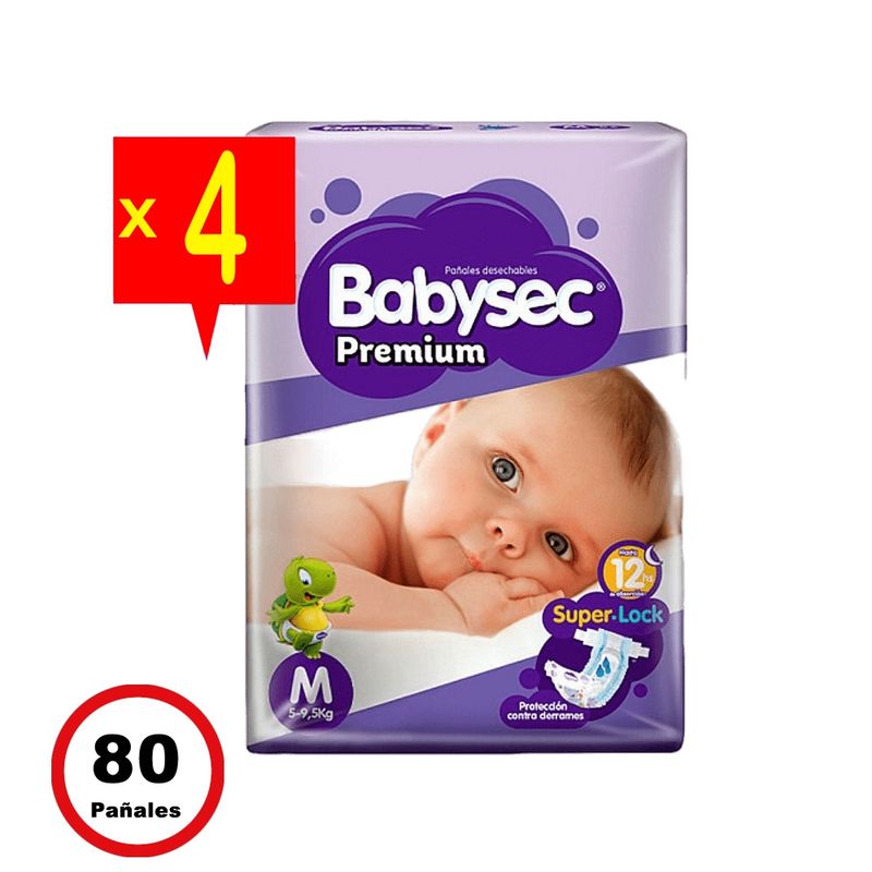 BABYSEC - Babysec Premium - Pack X4 Paquetes - 20 Und. C/U - Talla M