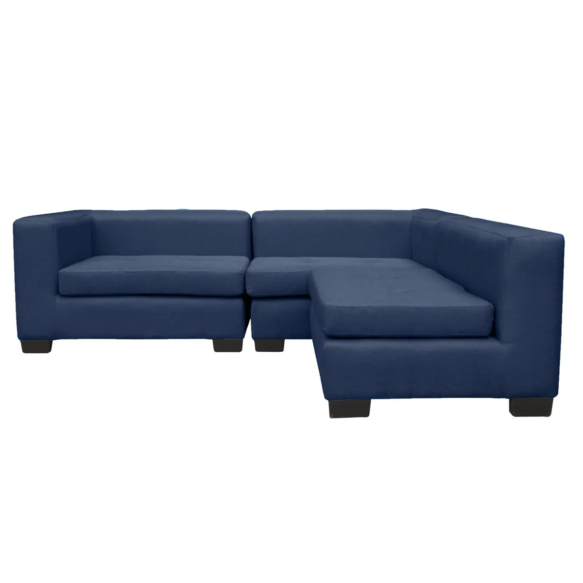 SOFAS HOME - SECCIONAL ROMA CHENILLE TIPO LINO AZUL 3 CUERPOS
