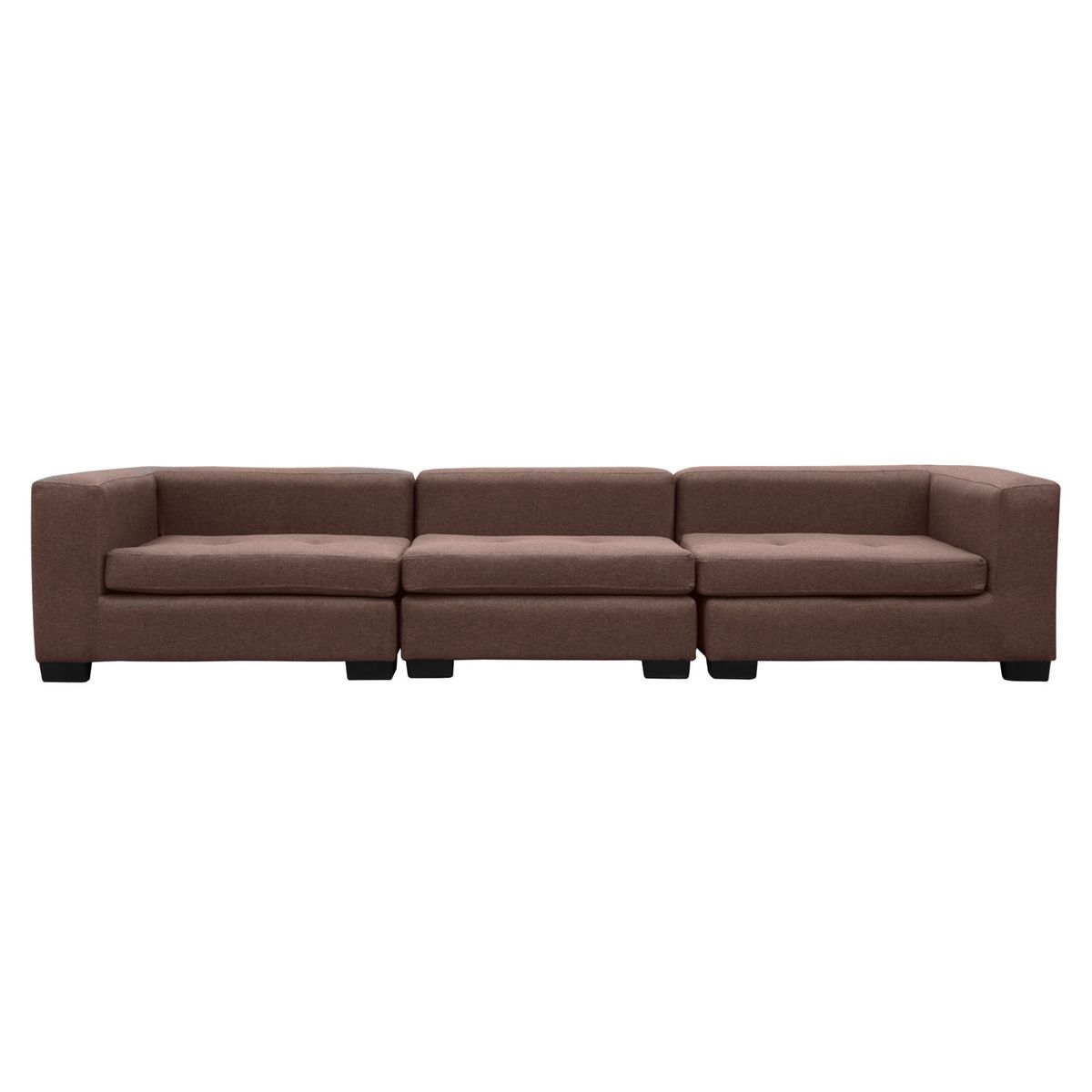 SOFAS HOME - SECCIONAL ROMA CHENILLE TIPO LINO CAFE 3 CUERPOS