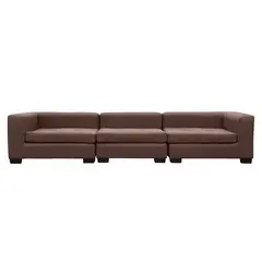 SOFAS HOME - SECCIONAL ROMA CHENILLE TIPO LINO CAFE 3 CUERPOS