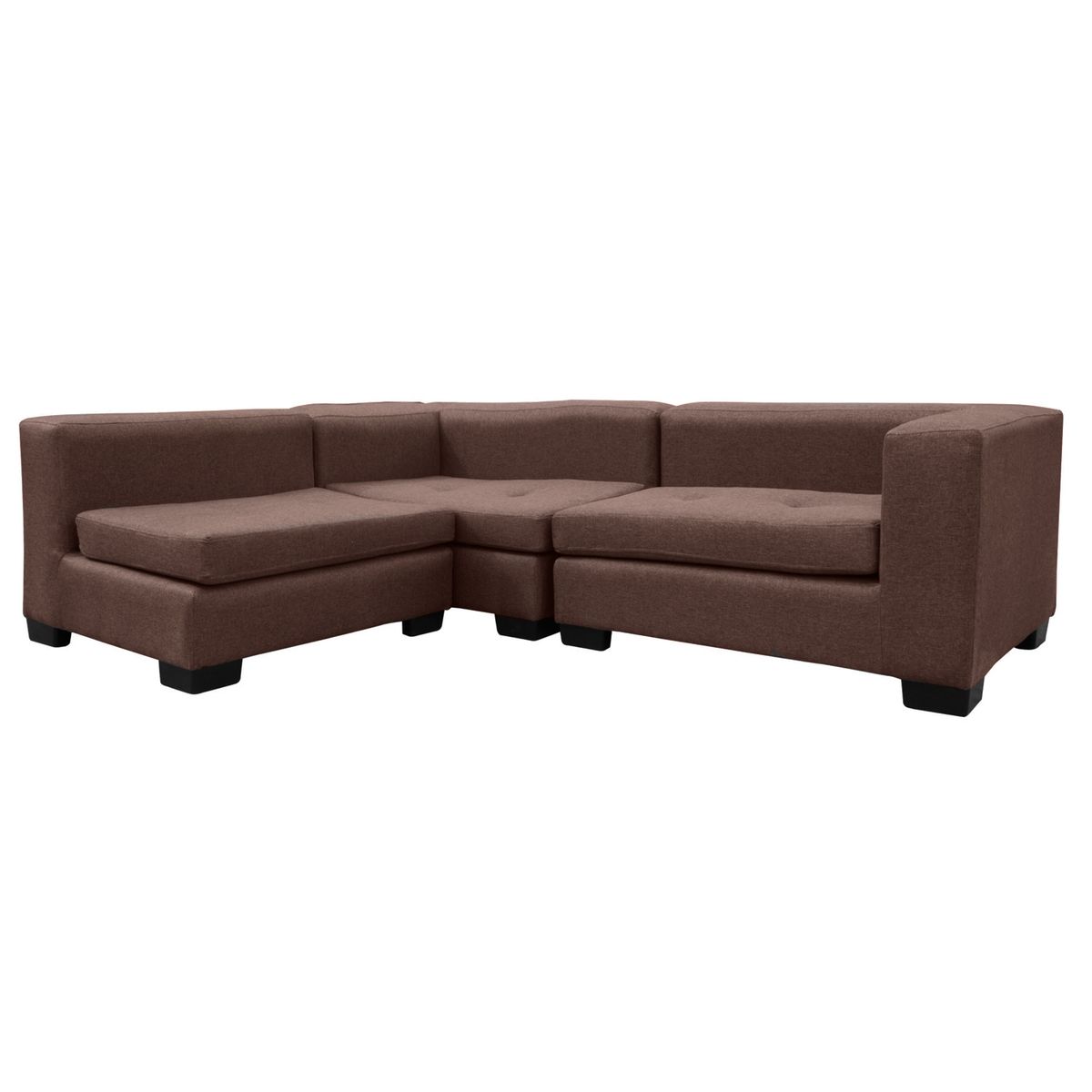 SOFAS HOME - SECCIONAL ROMA CHENILLE TIPO LINO CAFE 3 CUERPOS