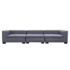 SOFAS HOME - SECCIONAL ROMA CHENILLE TIPO LINO GRIS 3 CUERPOS