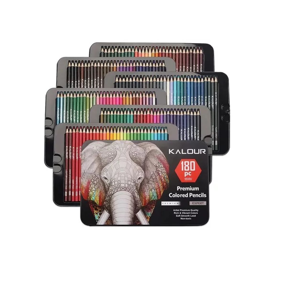 GENERICO - Set 180 Lapices Colores Profesional Dibujo Caja Metálica