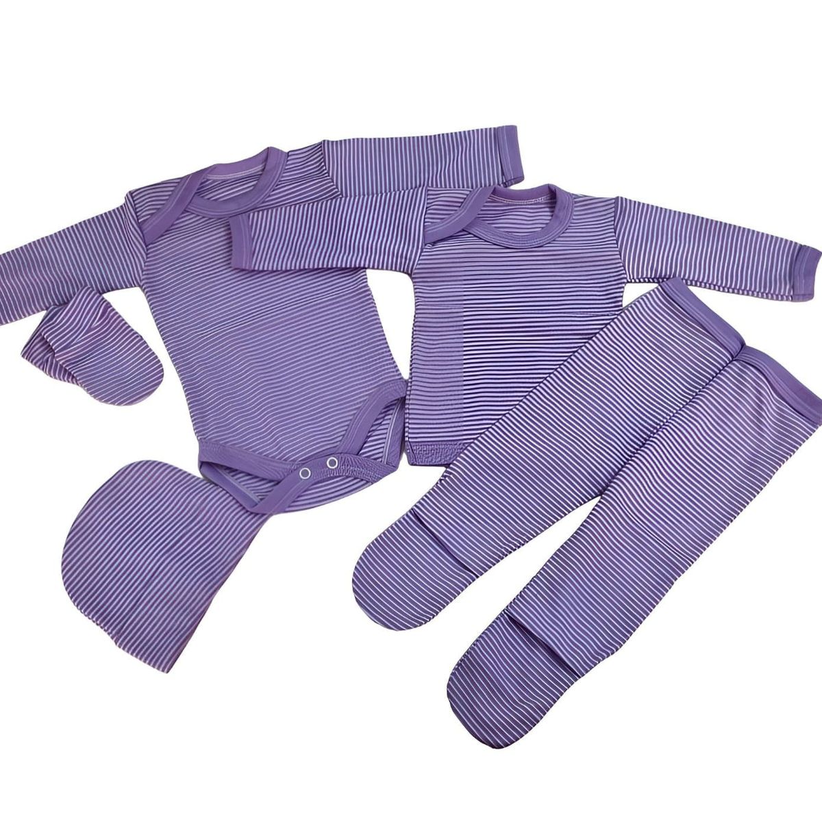 AGW - Pack 3 Ajuar Bebé Rayas (niña). 15 Unidades