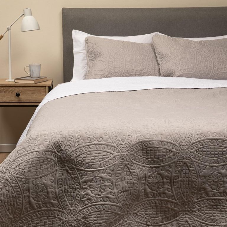 Cubrecama Quilt Reversible + fundas Almohada KingS King - Blanco - Super King - Blanco - Super King
