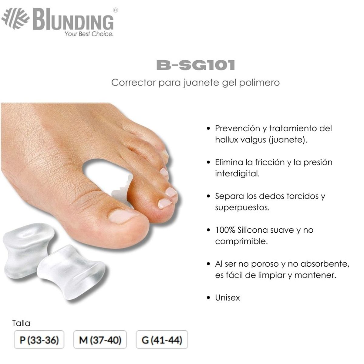 BLUNDING - Corrector Para Juanete Gel Polimero Talla M-Blunding