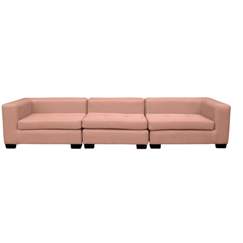 SOFAS HOME - SECCIONAL ROMA CHENILLE TIPO LINO PALO ROSA 3 CUERPOS