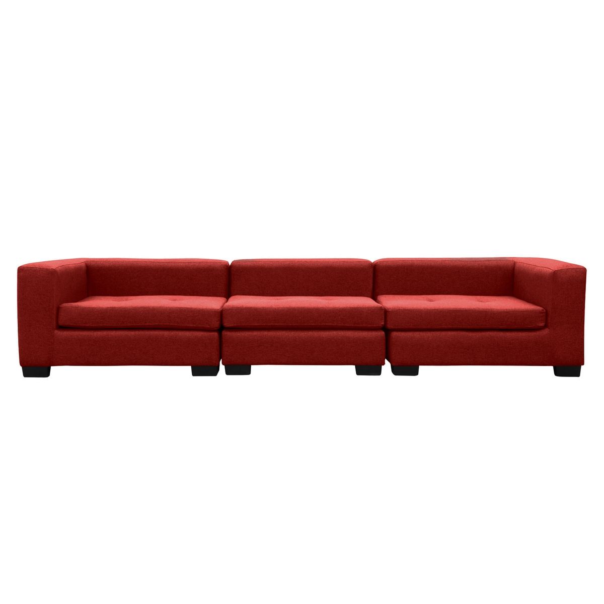 SOFAS HOME - SECCIONAL ROMA CHENILLE TIPO LINO ROJO 3 CUERPOS