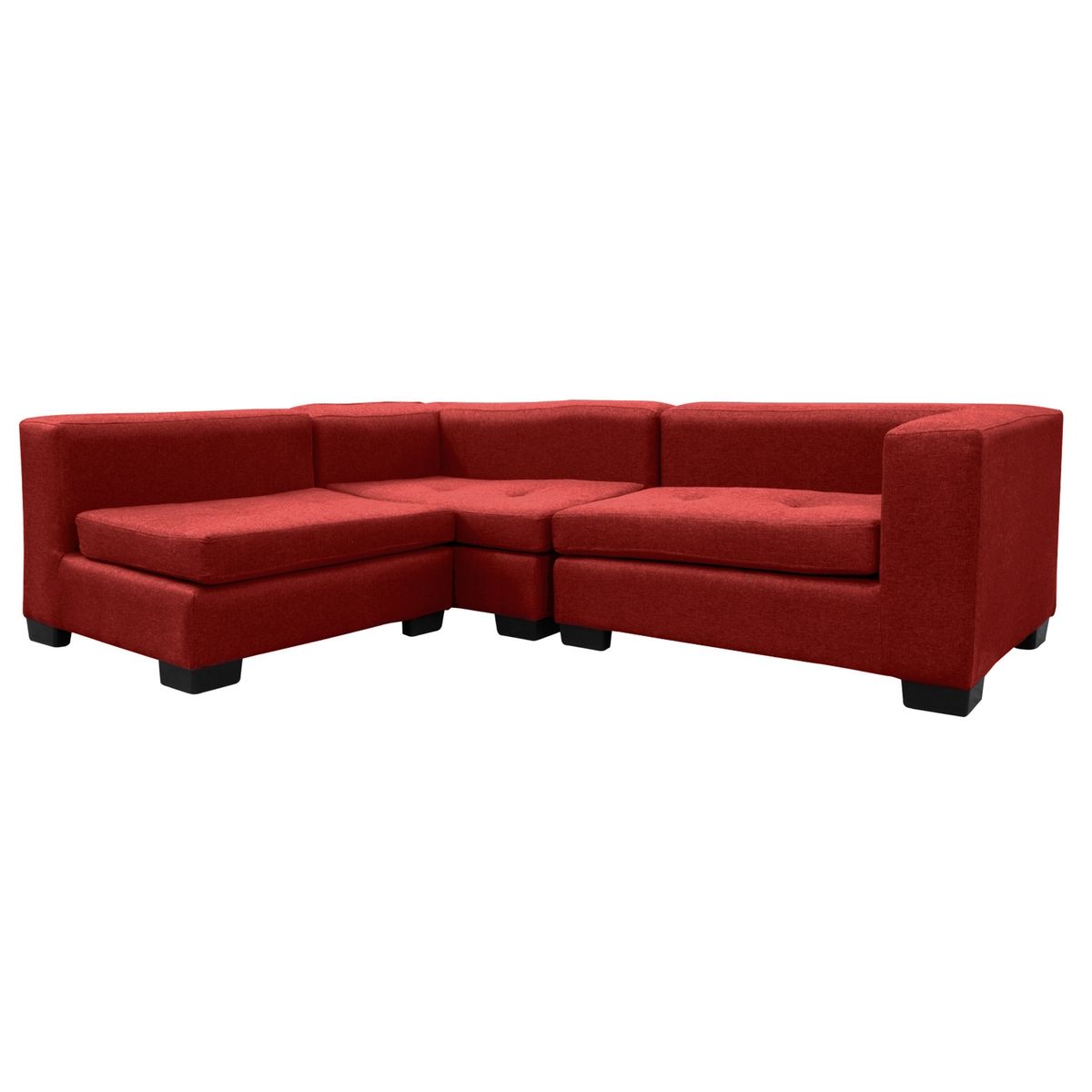 SOFAS HOME - SECCIONAL ROMA CHENILLE TIPO LINO ROJO 3 CUERPOS