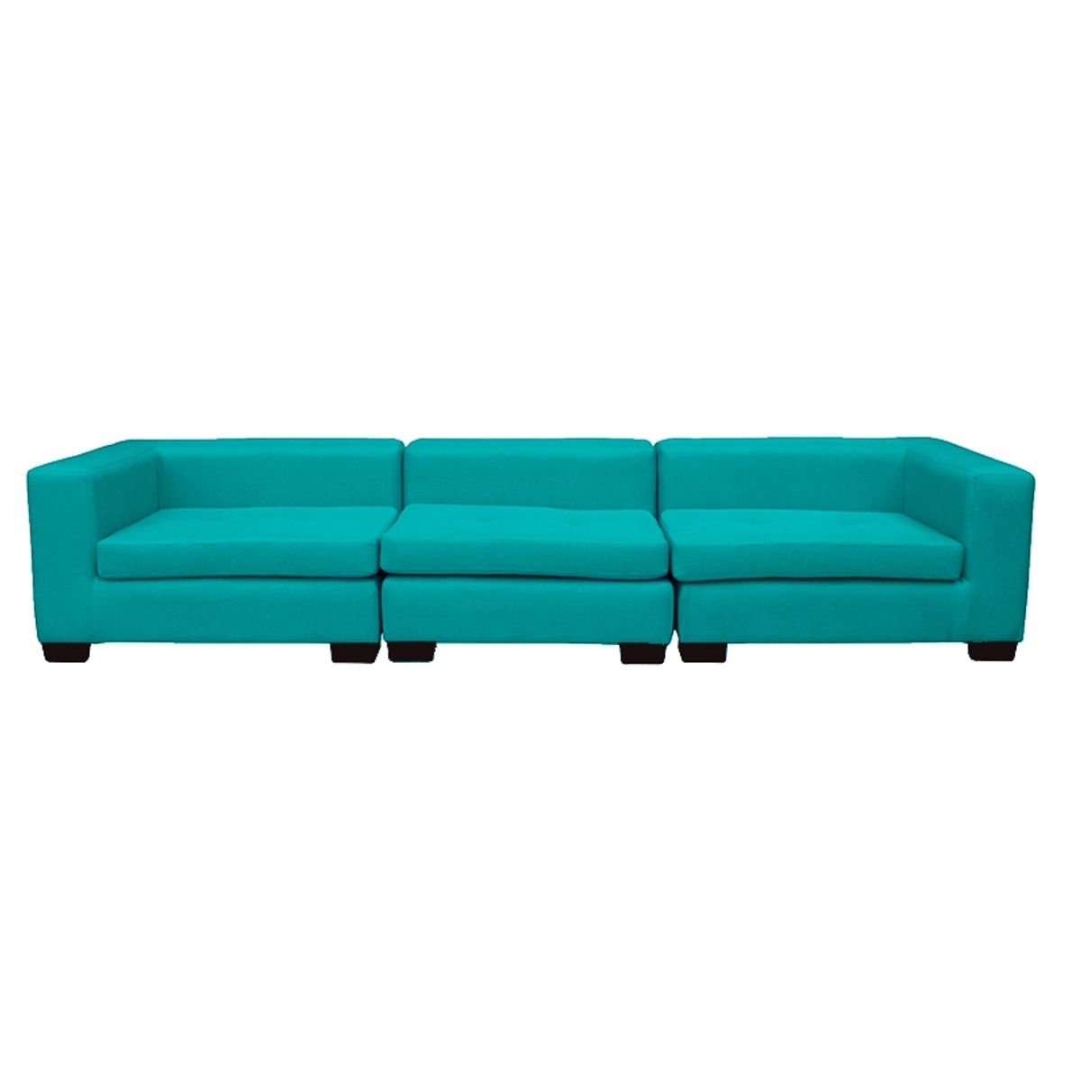 SOFAS HOME - SECCIONAL ROMA CHENILLE TIPO LINO TURQUESA 3 CUERPOS