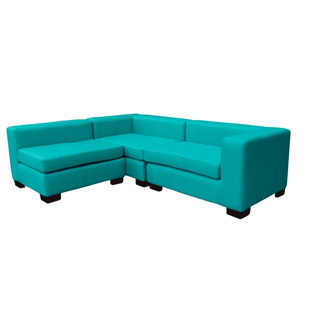 SOFAS HOME - SECCIONAL ROMA CHENILLE TIPO LINO TURQUESA 3 CUERPOS