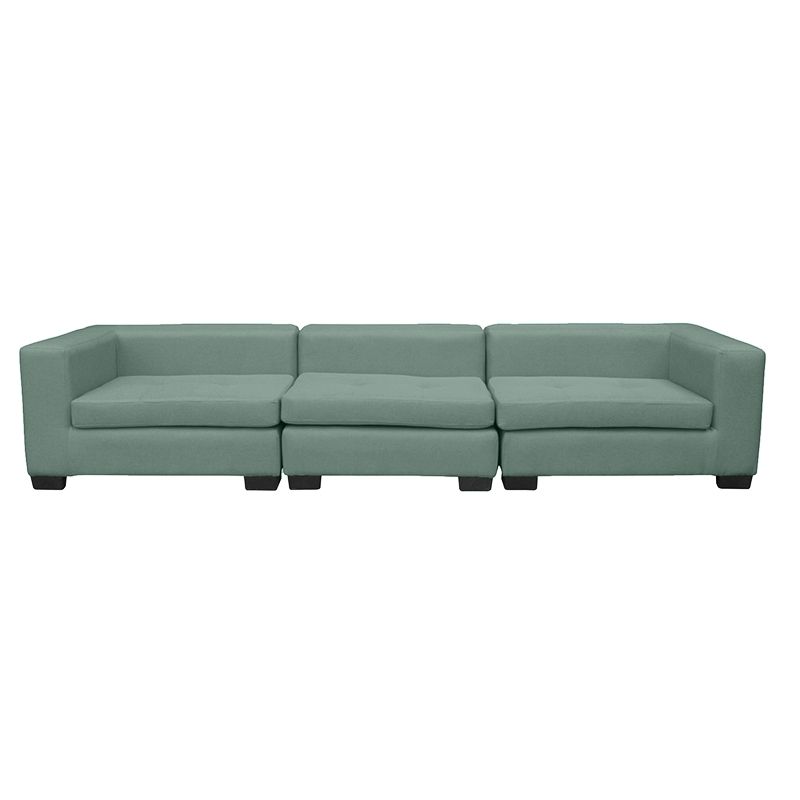 SOFAS HOME - SECCIONAL ROMA CHENILLE TIPO LINO VERDE 3 CUERPOS