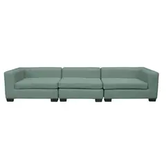 SOFAS HOME - SECCIONAL ROMA CHENILLE TIPO LINO VERDE 3 CUERPOS