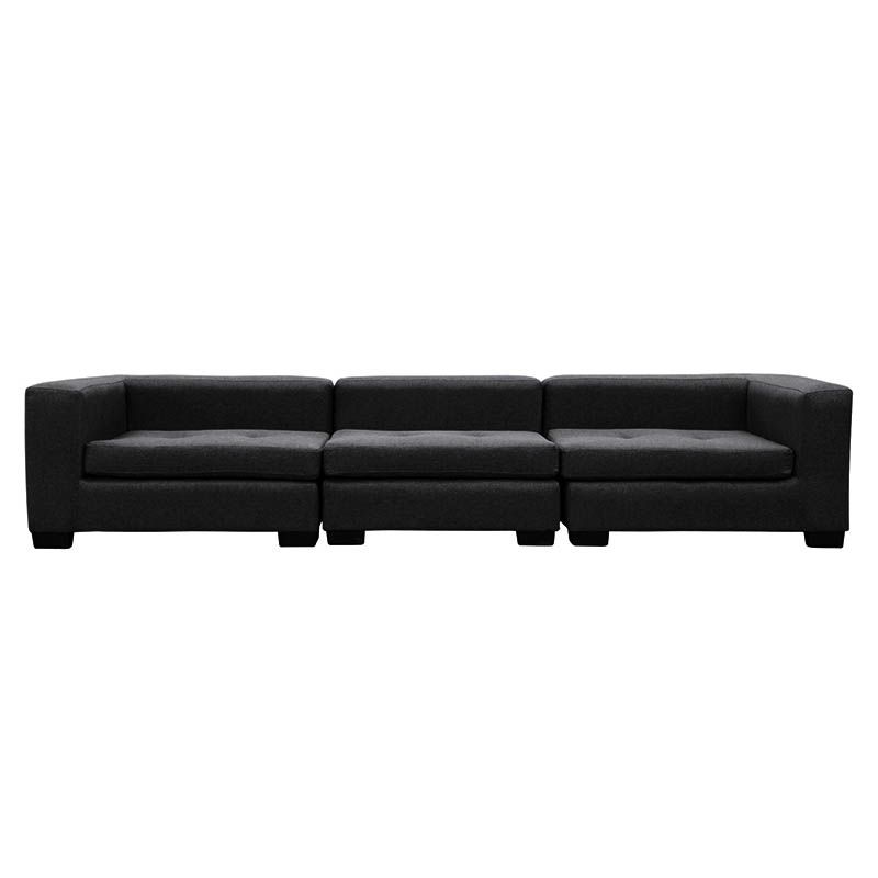 SOFAS HOME - SECCIONAL ROMA FELPA NEGRO 3 CUERPOS