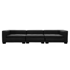 SOFAS HOME - SECCIONAL ROMA FELPA NEGRO 3 CUERPOS