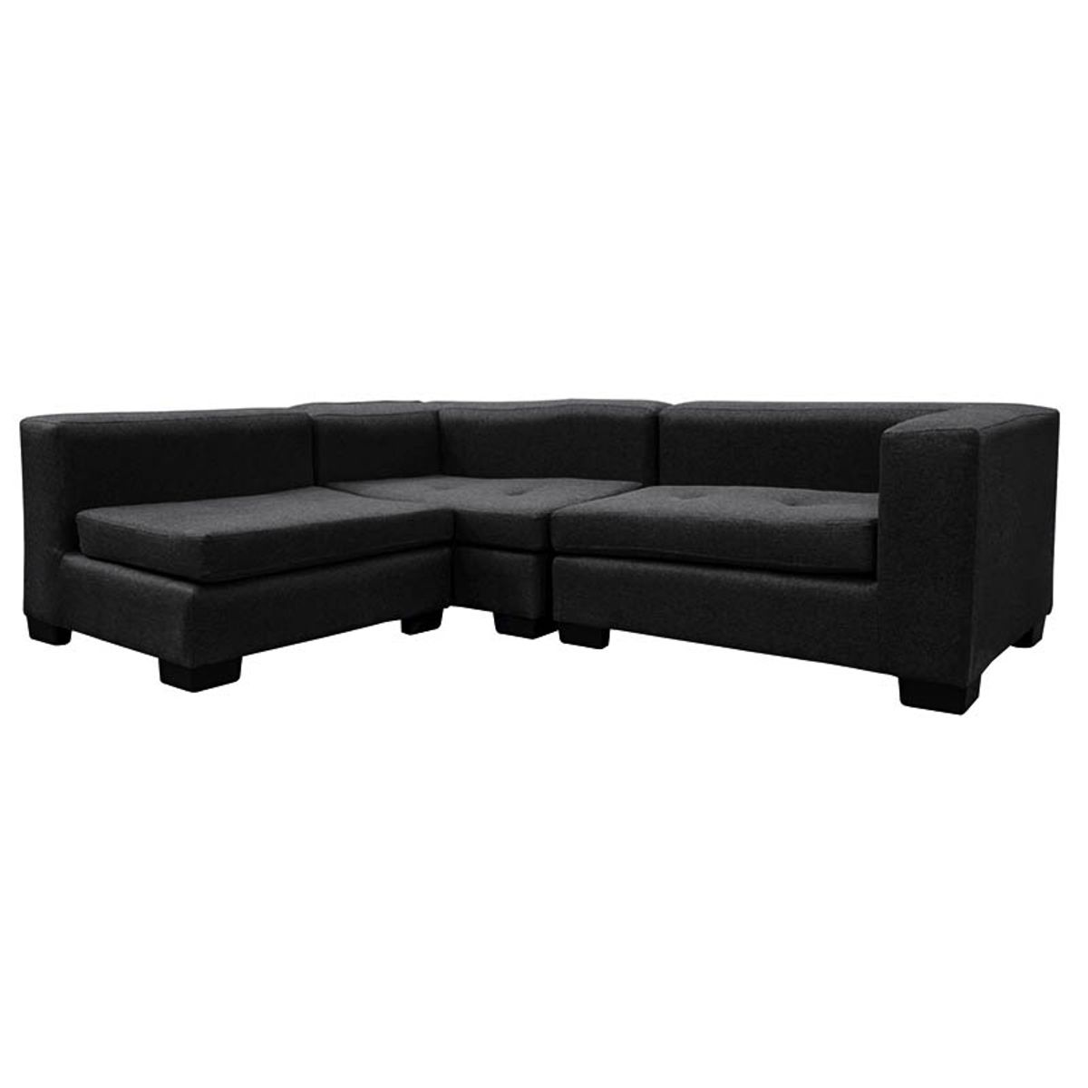 SOFAS HOME - SECCIONAL ROMA FELPA NEGRO 3 CUERPOS